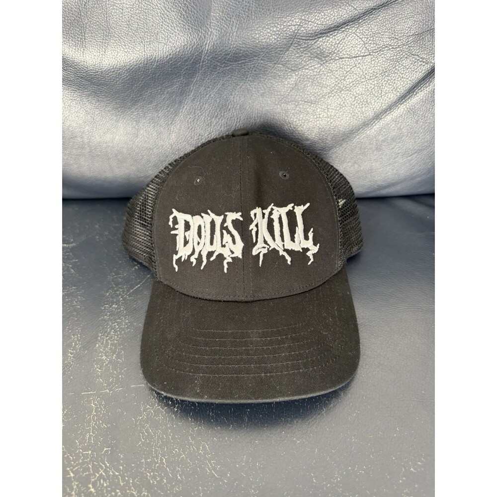Dolls Kill Men's Trucker Hat Mesh Snapback Cap Embroidered Black One Size